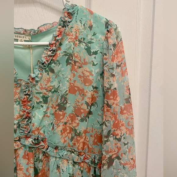 NEW! Women’s Boutique Floral Ruffle Accent CARRIE Dress - Picture 7 of 15